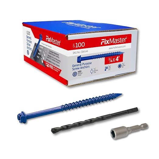 1/4 x 4 Hex Head Blue Concrete Screw Anchors by Unknown