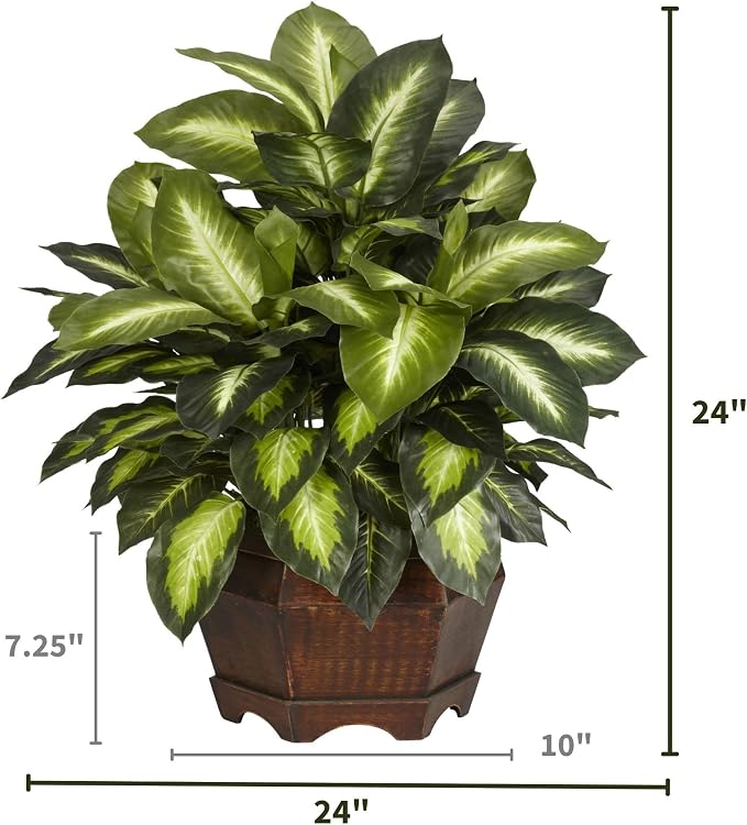 Nearly Natural 24 in Artificial Golden Dieffenbachia Plant - Image 2