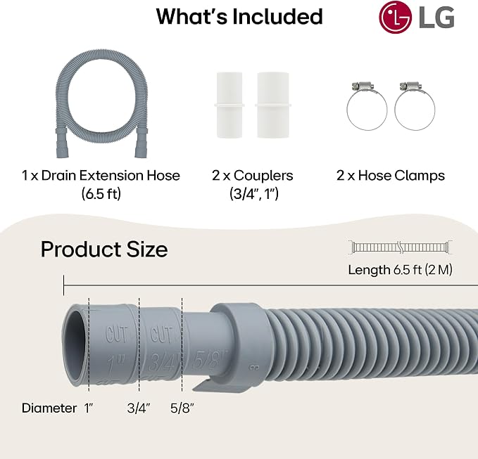 LG Genuine Dishwasher Drain Extension Hose Kit – 6.5 ft - Image 5