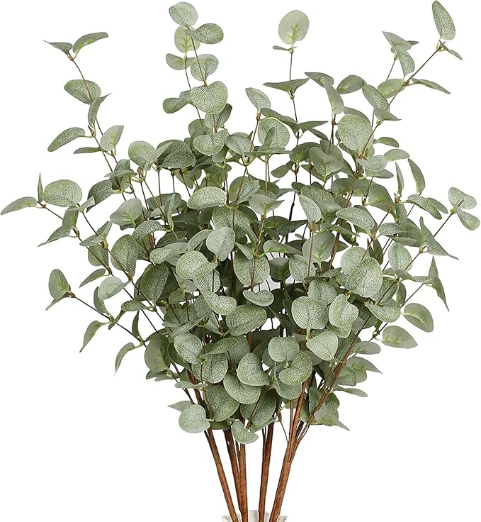12 Pcs 27" Eucalyptus Stems Greenery Stems Eucalyptus Leaf Spray in Green Silk by VGIA