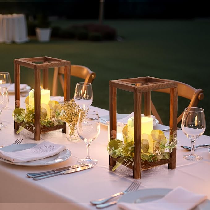 VEVOR 12 Set/36 Pcs Wooden Wedding Lantern Centerpiece, Includes 12 Wooden - Image 8