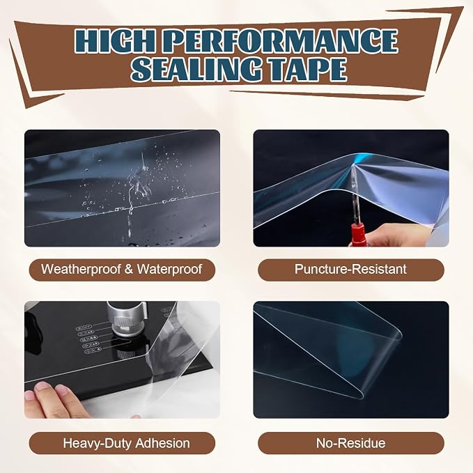 Window Sealing Tape 2 Inch x 66 FT Transparent Weather Stripping Residue-Free - Image 3