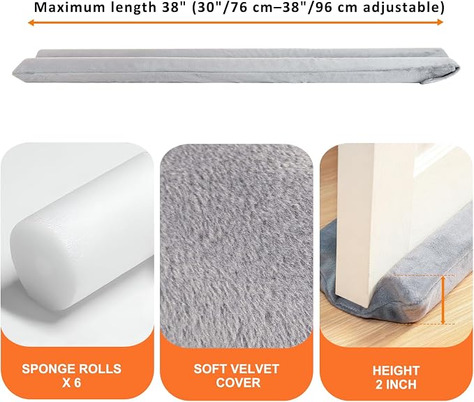 Under Door Draft Stopper 30-38" Adjustable Wind Stopper - Image 2