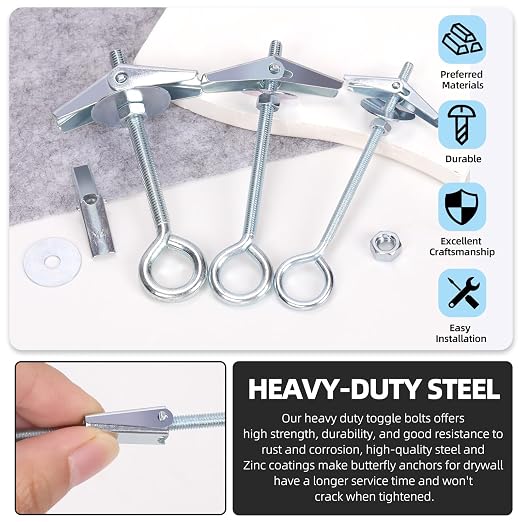 Glarks 15pcs M5 x 75mm O-Shaped Eye Bolt Toggle Anchors Set - Image 5