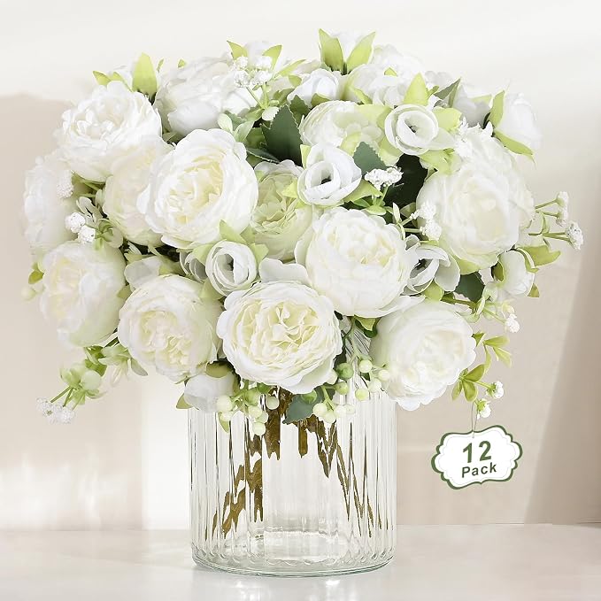 12 Packs Peonies Artificial Flowers by MARTINEMALL