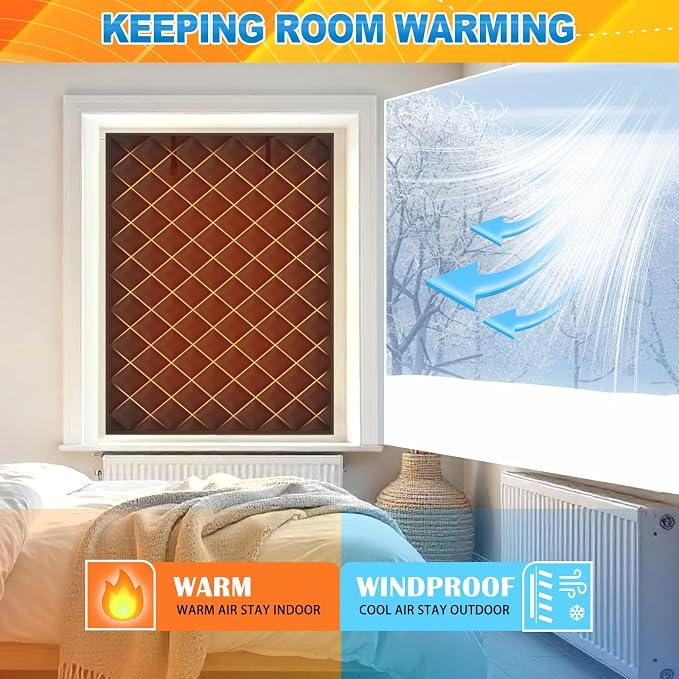 Fanfanwin 2 Pcs 63 x 39 Inches Window Insulation Curtain Kit Winter Thermal - Image 4