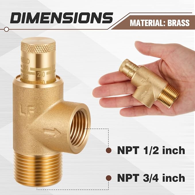 1/2" x 3/4" Poppet Adjustable Relief Valve Pressure Relief Valve - Image 2