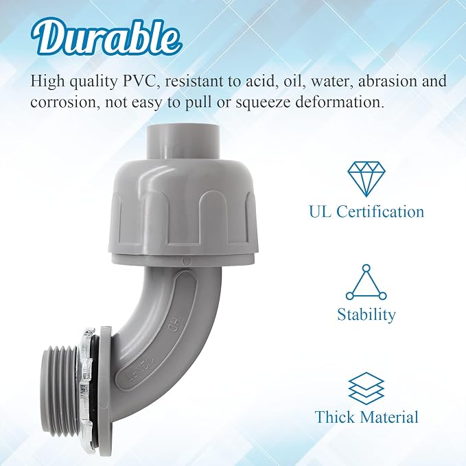 10Pcs 1/2 Inch NPT Liquid Tight Connector | Nonmetallic Electrical Conduit - Image 3