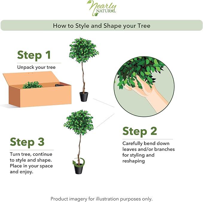Nearly Natural 4 ft Artificial Triple Trunk Ficus Tree - Image 8