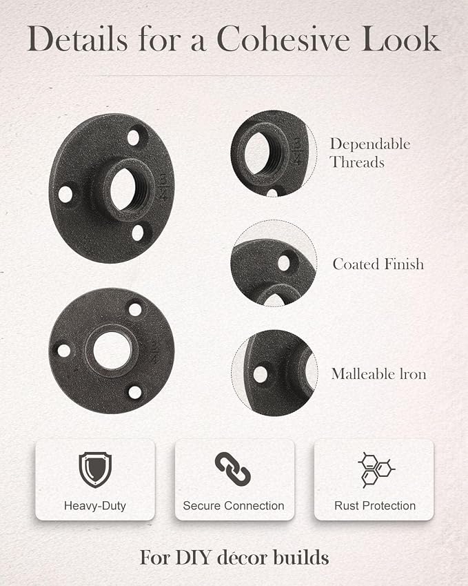 10 Pack 1/2 Inches Industrial Malleable Cast Iron Pipe Flange - Image 5