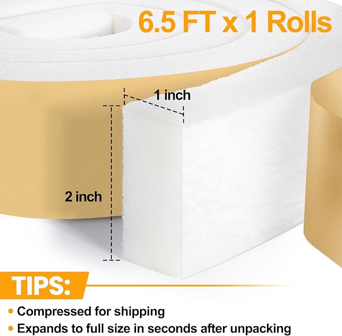 High Density Foam Tape Air Conditioner Window Seal, 2x1 Inch Thick Foam Stripe - Image 3