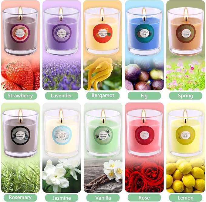 YOROXRG Scented Candles, Strawberry, Aromatherapy Candles, Soy Wax Glass Jar - Image 2