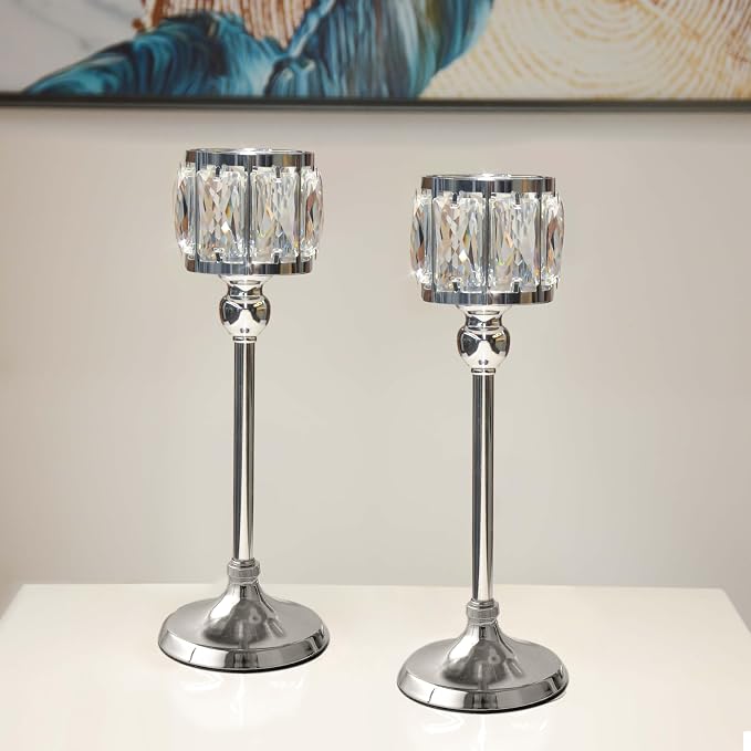 2 Pcs Crystal Bowl Tealight Candelabra Votive Candle Stand, Wedding centerpieces by KOLNLALA