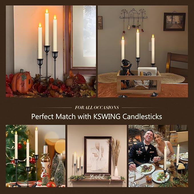 Candlestick Holders 6 PCS Metal Taper Candle Holders, KSWING Black Candle Stick - Image 5