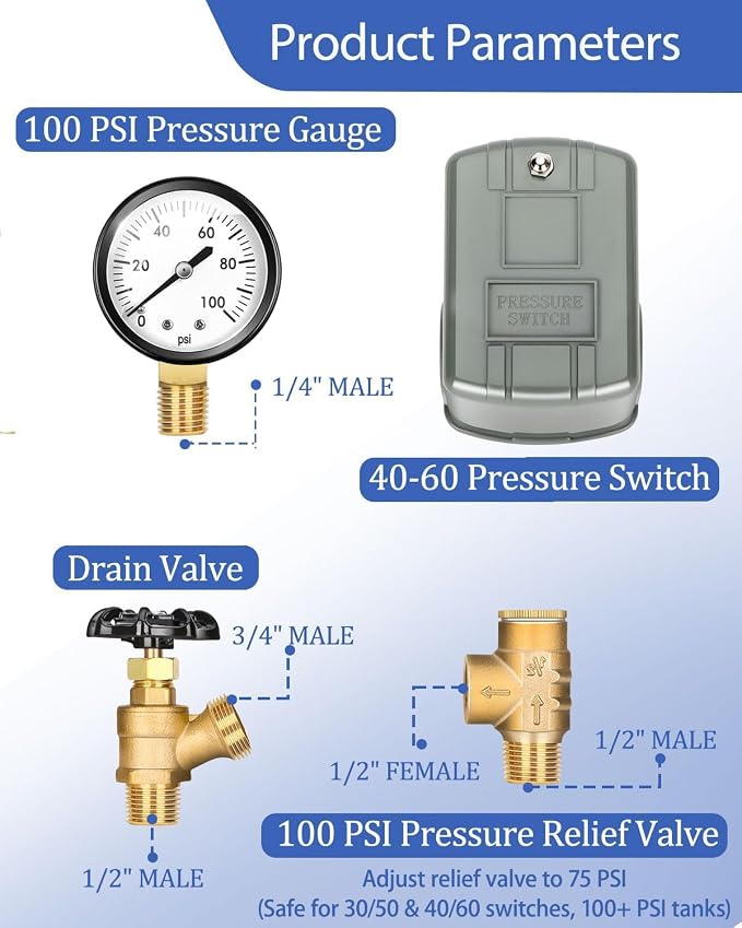 Miumoon 1"x 11" Well Pressure Tank Tee Kit - Image 5