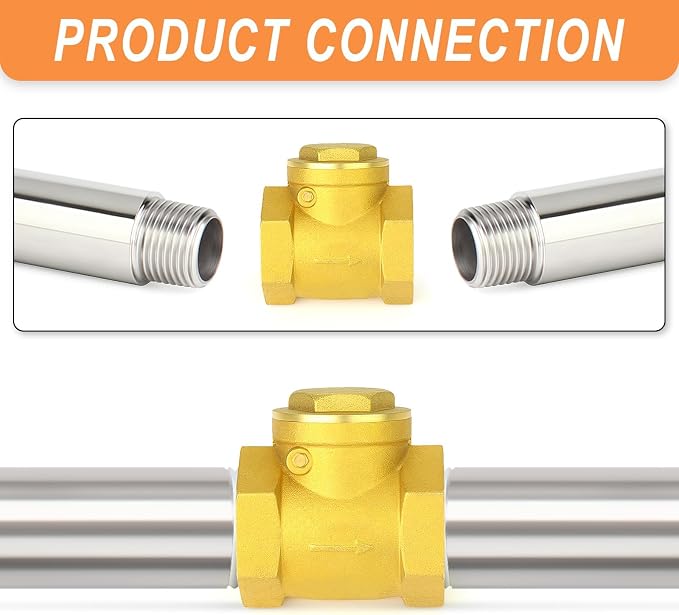 GASHER 1" Female Thread Brass Swing Check Valve, Backflow Prevention - Image 6