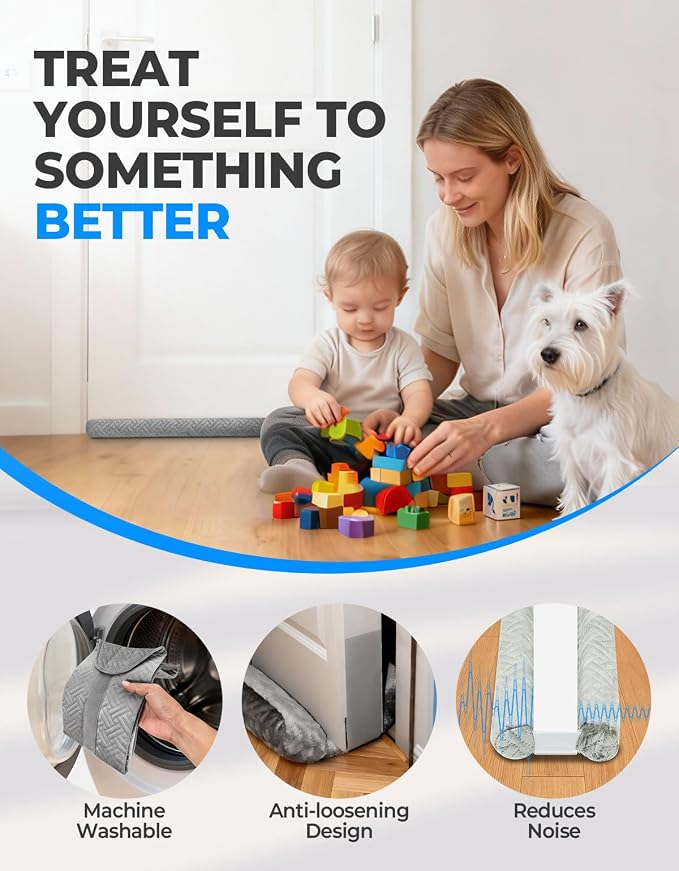 Premium Velvet Under Door Draft Stopper Noise Blocker – Blocks Drafts, Noise & - Image 5