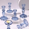 Blue Candlestick Holders Set of 6, Taper Candle Holders | 4.3" H & 6.3" H by Simeitol