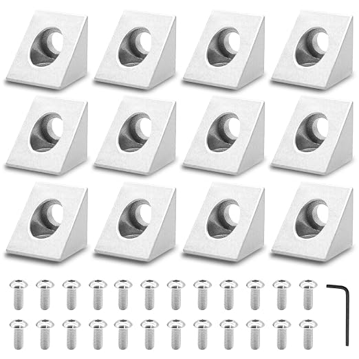 12pcs 2020 2-Way Corner Angle Bracket Connector 2020 Extrusion Hardware T-Slot by SeekLiny