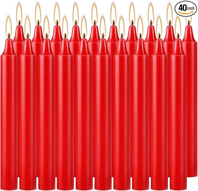 Howemon Red Candles Set of 40, Unscented Mini Taper Candle by Howemon