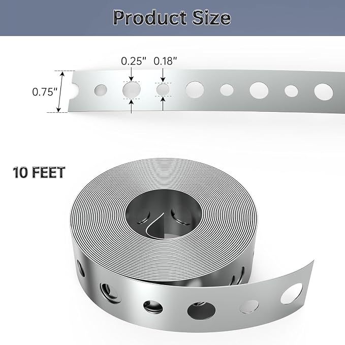 4 Pack Galvanized Metal Pipe Strap 3/4-Inch x 10-Feet 24-Gauge | - Image 2