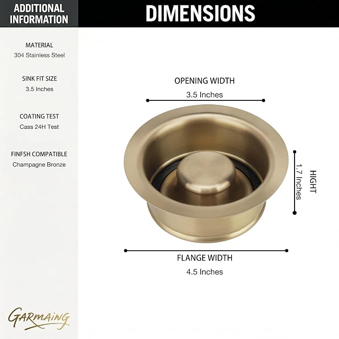 Champagne Bronze Sink Garbage Disposal Flange - Image 3