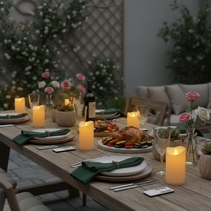 Flameless Candles 4" 5" 6" Set of 9 Outdoor Indoor Pillars Battery Operated - Image 5