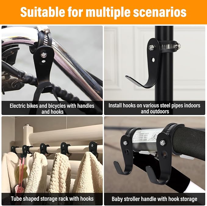 Tube Rod Hooks, for 0.83"-1.5" in Inner Dia Adjustable Rod, Bathroom Wardrobe - Image 6