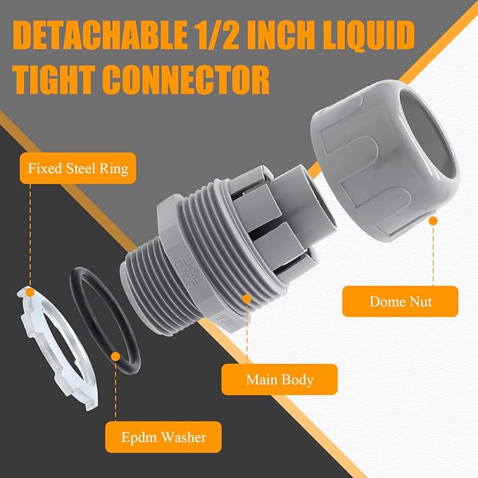 4Pcs NPT 1/2" Electrical Conduit Connector Fittings | 180D, PVC Non-metallic - Image 3