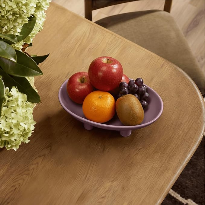 Three-Leg Ceramic Fruit Bowl, 10 Inch Oval Serving Dish - Image 4
