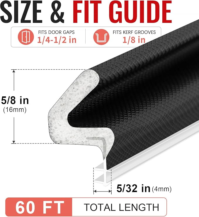 Litaibai 60 ft Kerf Weather Stripping Door Seal - Image 4