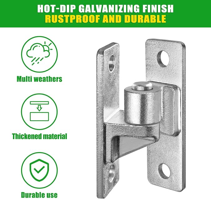 4.9" Heavy Duty Gate Hinges, Wall Mount Female Male Hinges | 2 Pairs, Hot-Dip - Image 4