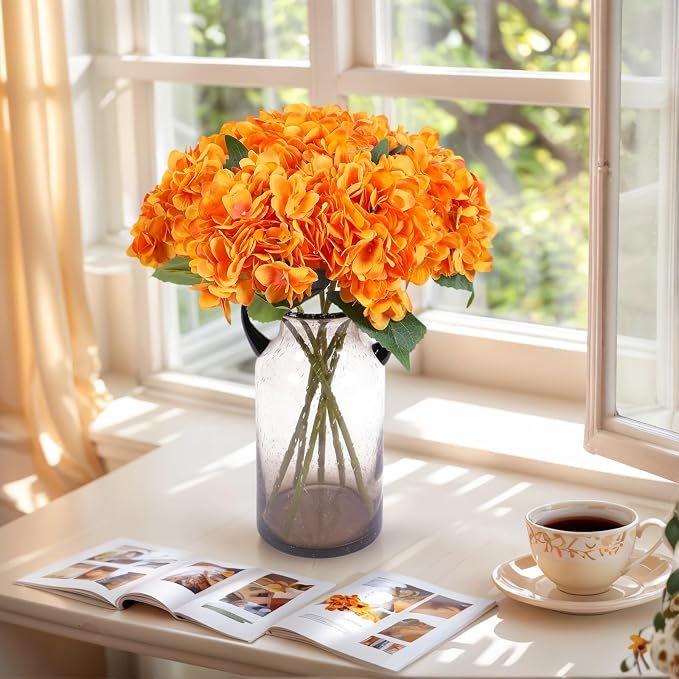 Kimura's Cabin 6pcs Hydrangea Artificial Flowers Fall Fake Hydrangea, Wedding - Image 3