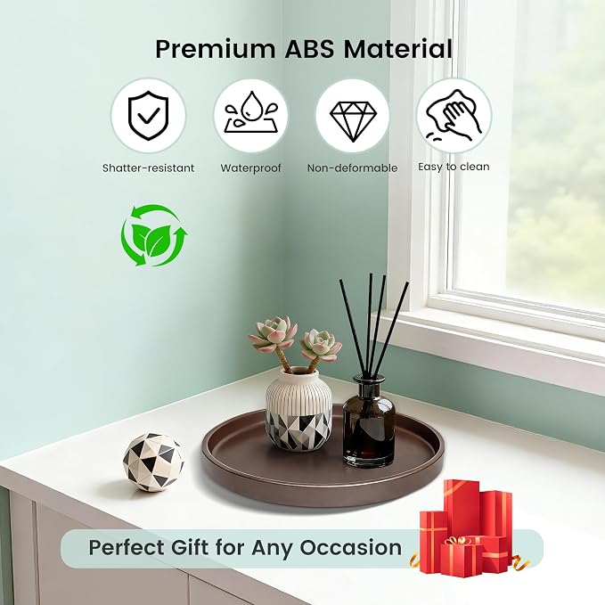 1 Pack 9" Bathroom and Vanity Tray, ABS Bathroom Counter Organizer, Coffee - Image 5