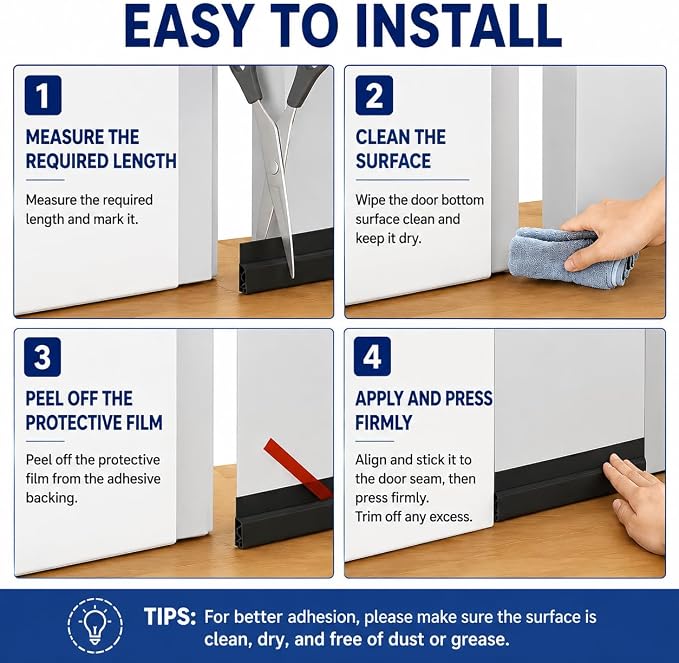 118" Extra Long Door Draft Stopper, Door Seal Strip, Noise & Wind Blocker | - Image 6