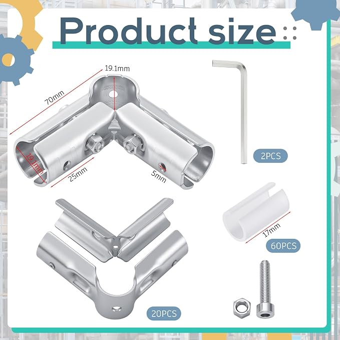 20 Set 90 Degree Pipe Connector Clamps Pipe Connector Tee Clamp Fittings Bulk - Image 2