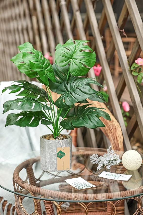 Der Rose 2 Pack 16" Fake Plants Artificial Monstera - Image 5