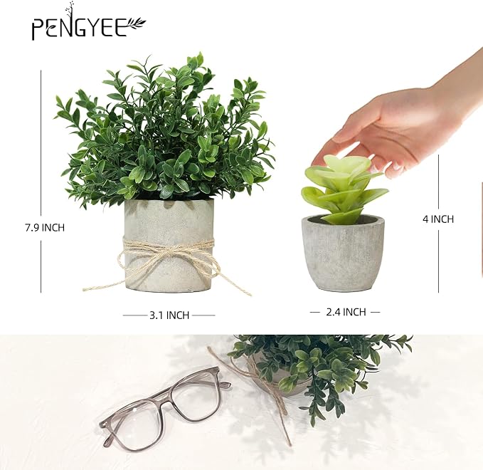 4 Pack Small Fake Plants in Pulp Pot - Image 4