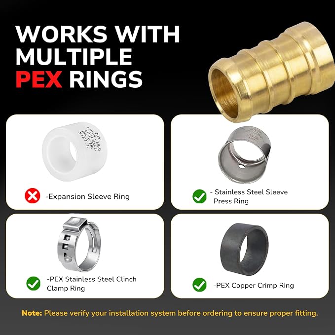 10 Pack 1/2" Pex Plug End Cap, Pex Fittings, Heavy-Duty Brass Crimp Fittings - Image 7