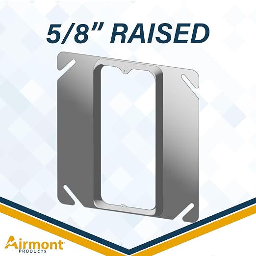 5/8" Raised Mud Rings, Square Device Cover, 1-Gang Outlet Cover, 4x4 Inch - Image 2