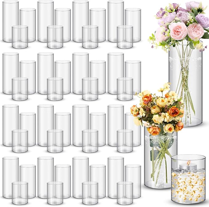 Nuogo 48 Pcs Plastic Cylinder Vases Tall Plastic Flower Vases by Nuogo