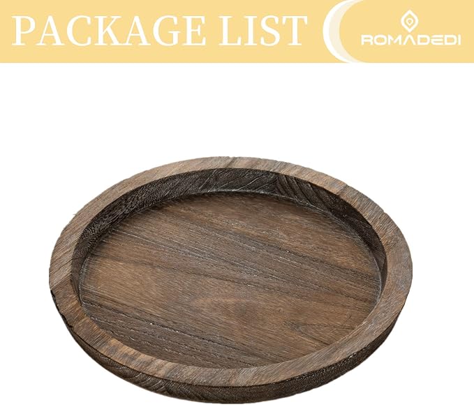 Romadedi Farmhouse Wooden Candle Tray, 11 Inch Round | Wood Decorative Pillar - Image 6