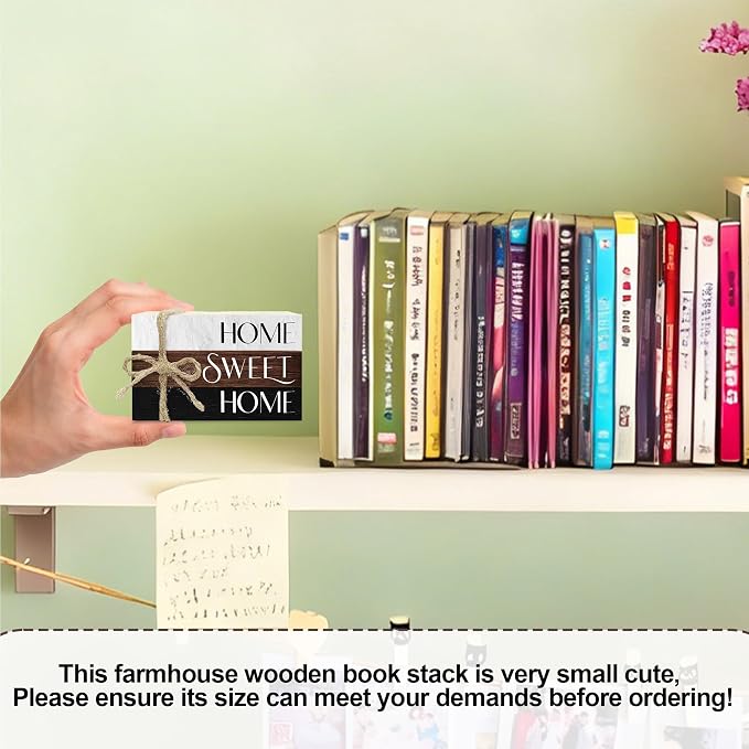 Ycyfckdr Mini Decorative Books for Home Decor, Rustic Wood Stack for Table - Image 2