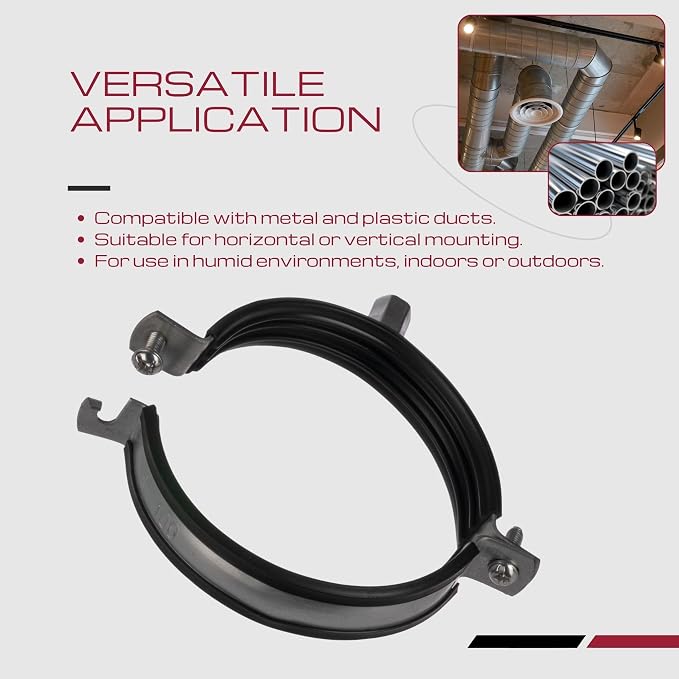 Pipe Clamp - Pipe Hanger for Ventilation Duct - Rubber Seal - M8/M10-4 Inch - Image 4