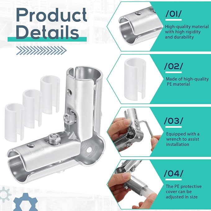 20 Set 90 Degree Pipe Connector Clamps Pipe Connector Tee Clamp Fittings Bulk - Image 3
