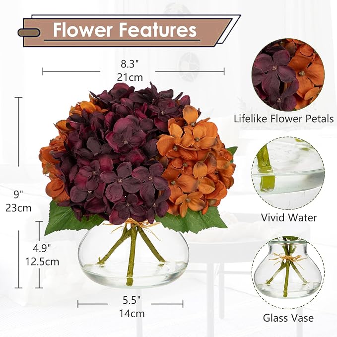 Hollyone Fall Hydrangea Artificial Flowers - Image 2
