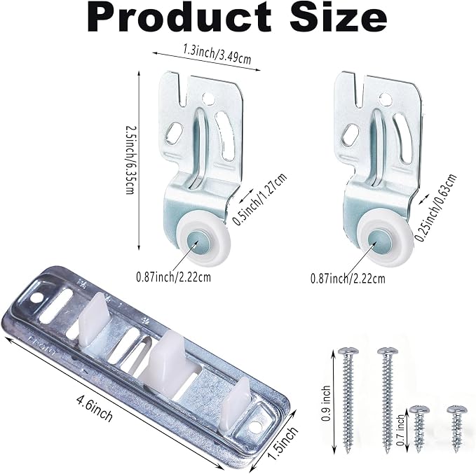 5er Sliding Closet Door Rollers Kit Silent Nylon Top Hung Wardrobe Hardware | - Image 2