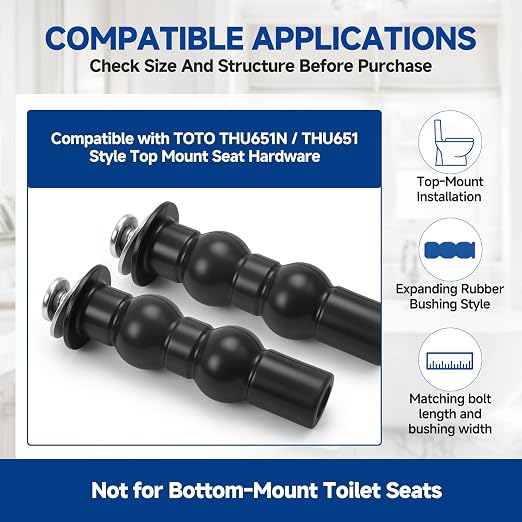 THU651 Toilet Seat Mounting Bolts Hardware Kit Compatible - Image 4