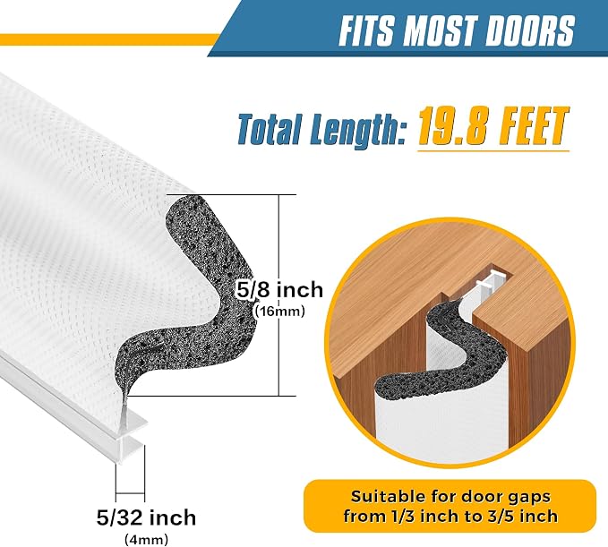 Door Weather Stripping, 19.8 FT V-Shaped Kerf Seal - Image 4