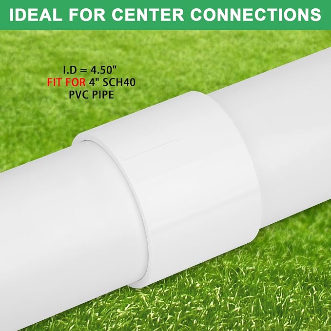 4" PVC DWV Repair Coupling Adapter Pipe Fittings SCH40 4Inch PVC Slip Coupling - Image 3
